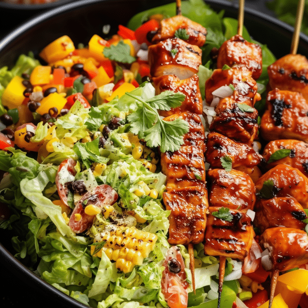 BBQ Chicken Skewer Salad 1