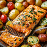 Sheetpan Salmon and Potatoes With Veggies 4