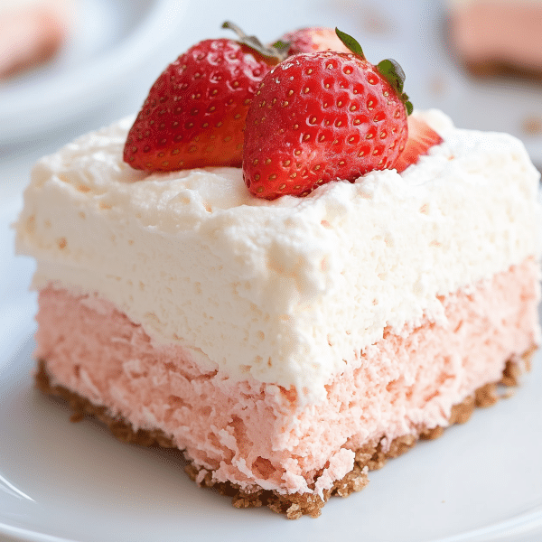 3 Ingredient No Bake Strawberry Cloud Cake 1