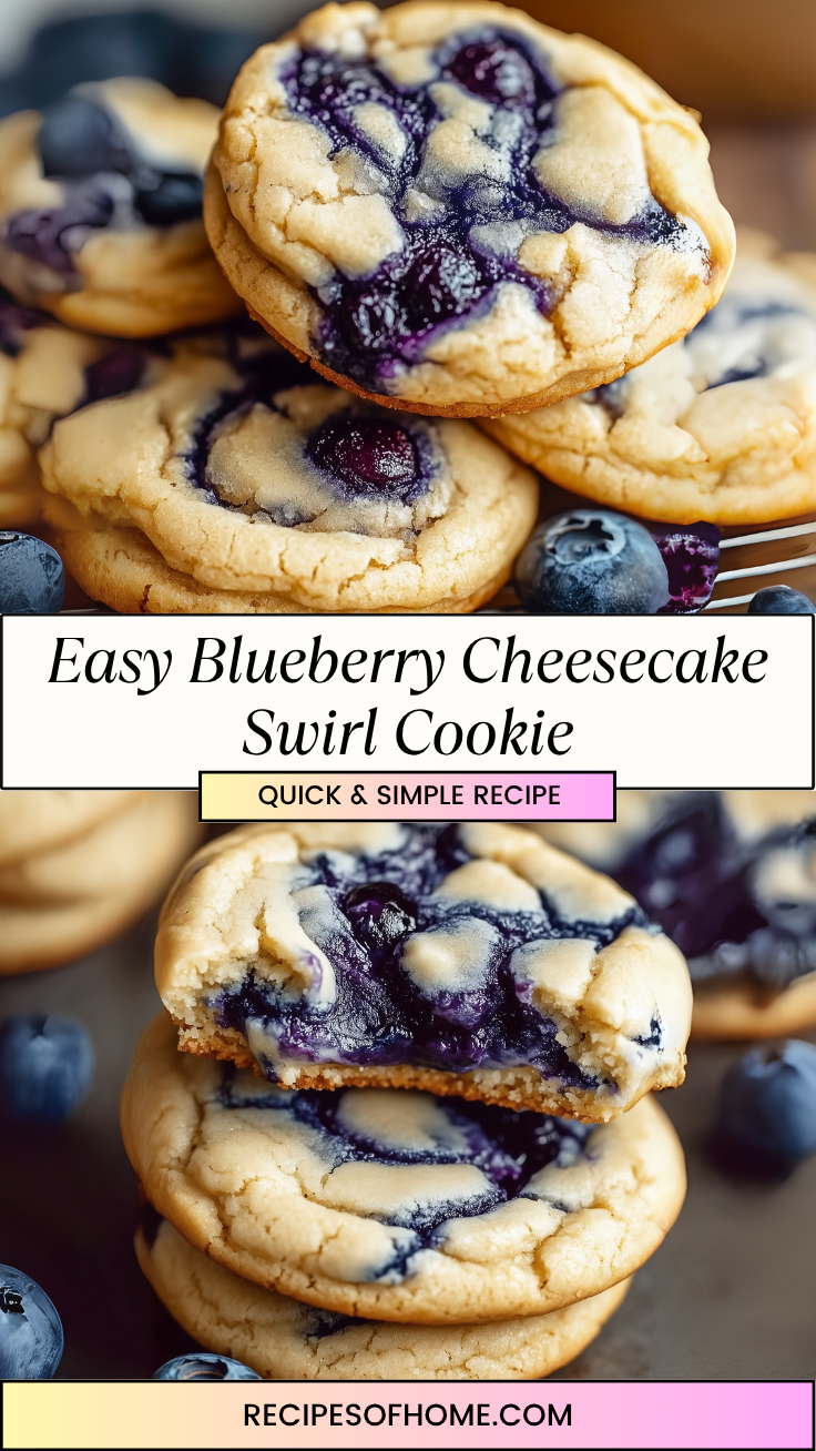 Easy Blueberry Cheesecake Swirl Cookie 3