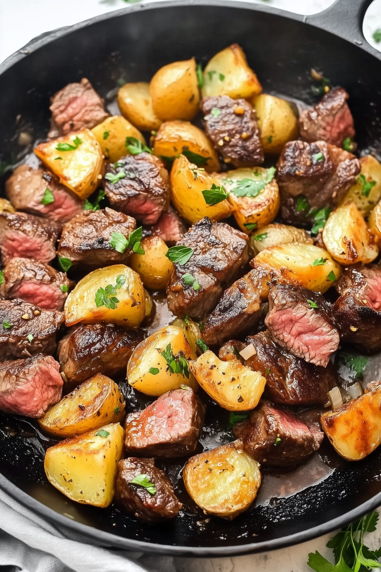 Garlic Butter Steak Bites and Potatoes 1