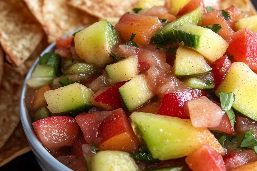 Fruit Salsa With Cinnamon Sugar Tortilla Chips 1