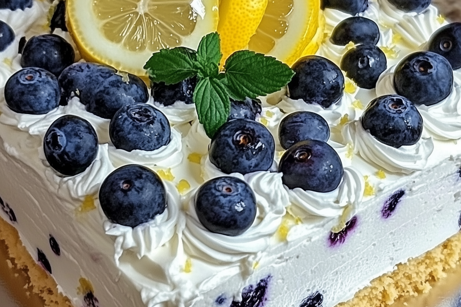 No Bake Lemon Dazzling Blueberry Cream Cake 1