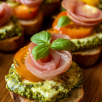 Tomato Crostini with Pesto and Ricotta 1
