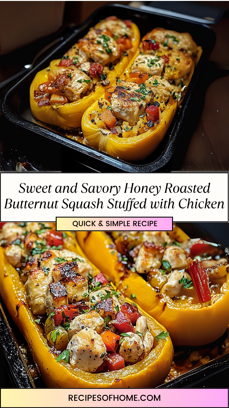 Sweet and Savory Honey Roasted Butternut Squash Stuffed with Chicken 3 Sweet and Savory Honey Roasted Butternut Squash Stuffed with Chicken 3