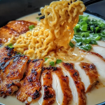 Fiery Chicken Ramen with Creamy Garlic Sauce 1