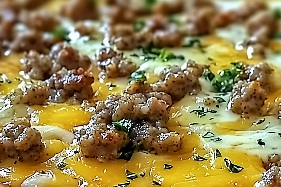 Biscuits and Sausage Gravy Breakfast Pizza 1