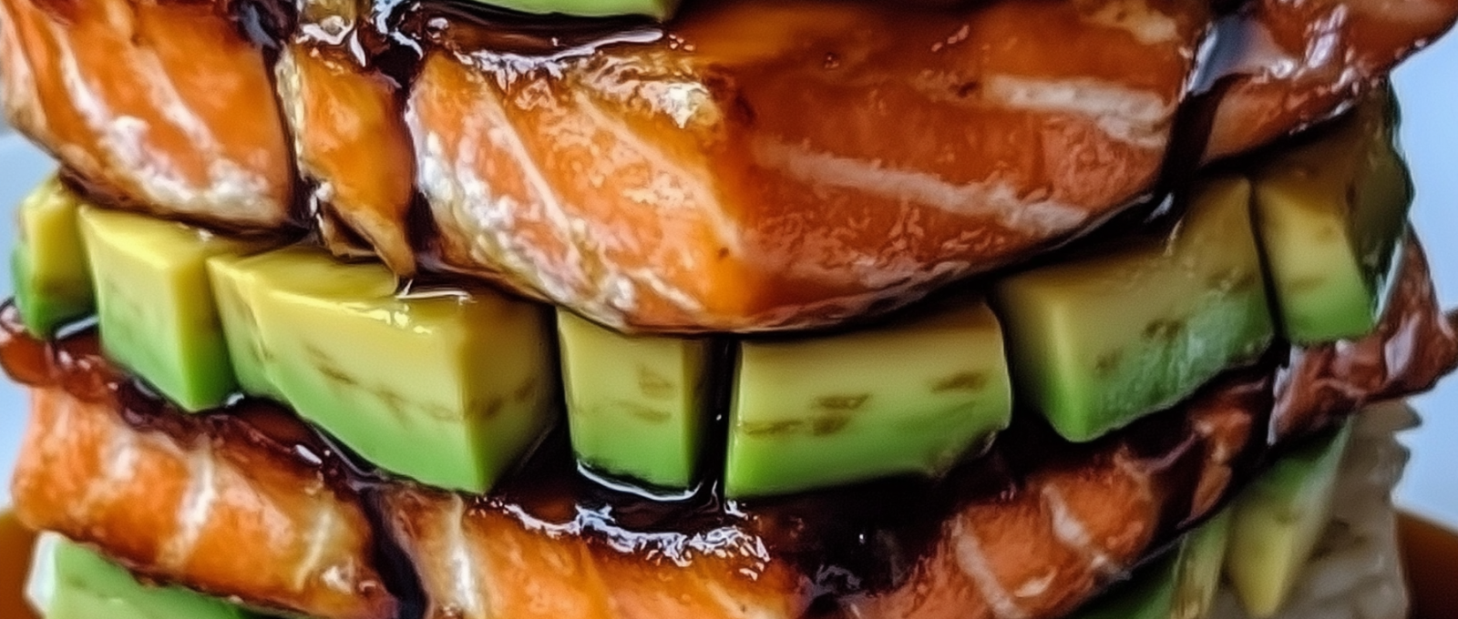 Teriyaki Salmon Avocado Rice Stack 1