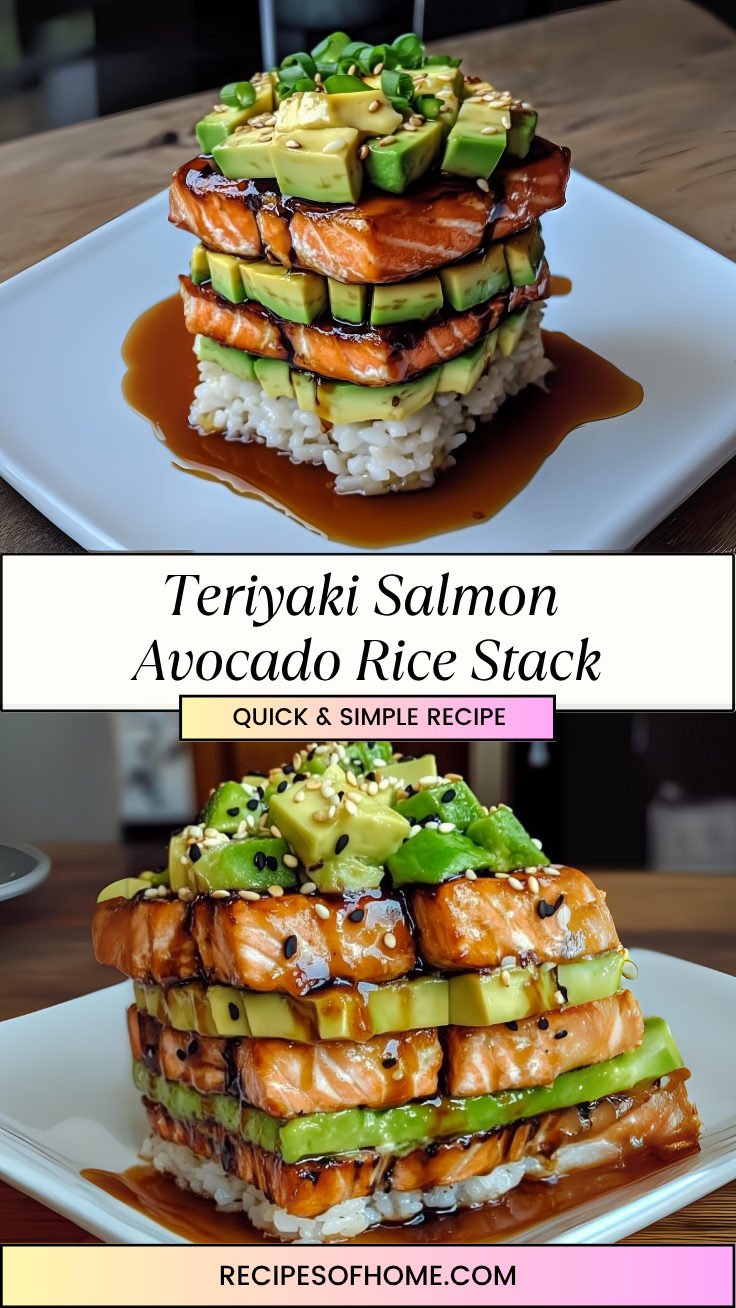Teriyaki Salmon Avocado Rice Stack 3 Teriyaki Salmon Avocado Rice Stack 3