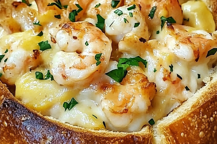 Stuffed Seafood Bread Bowl 1