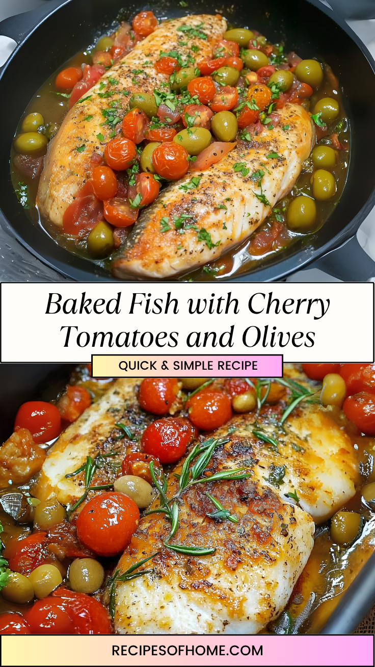 Baked Fish with Cherry Tomatoes and Olives 3 Baked Fish with Cherry Tomatoes and Olives 3