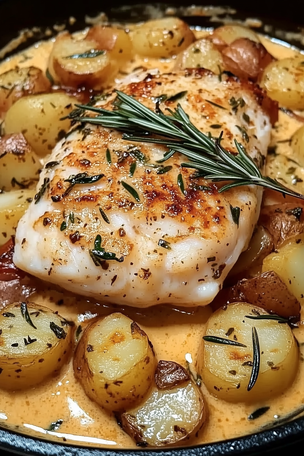 Cod and Potatoes in Rosemary Cream Sauce