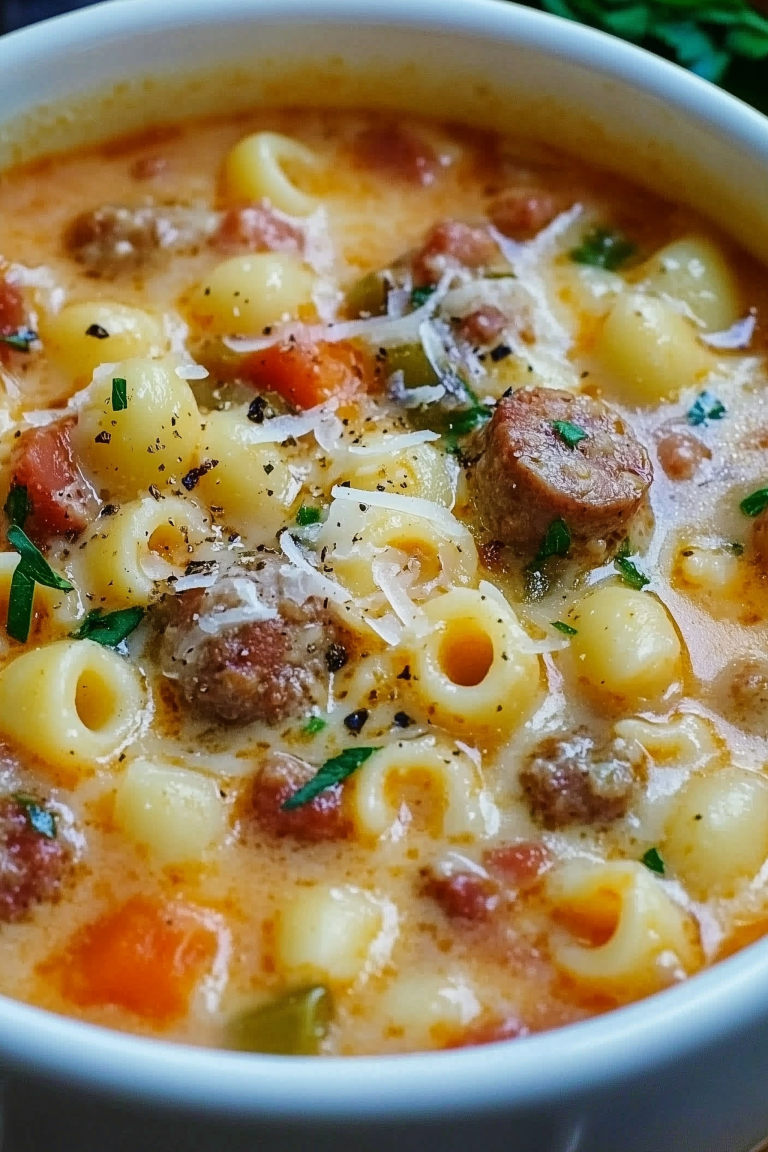 Creamy Parmesan Italian Sausage Ditalini Soup step photo