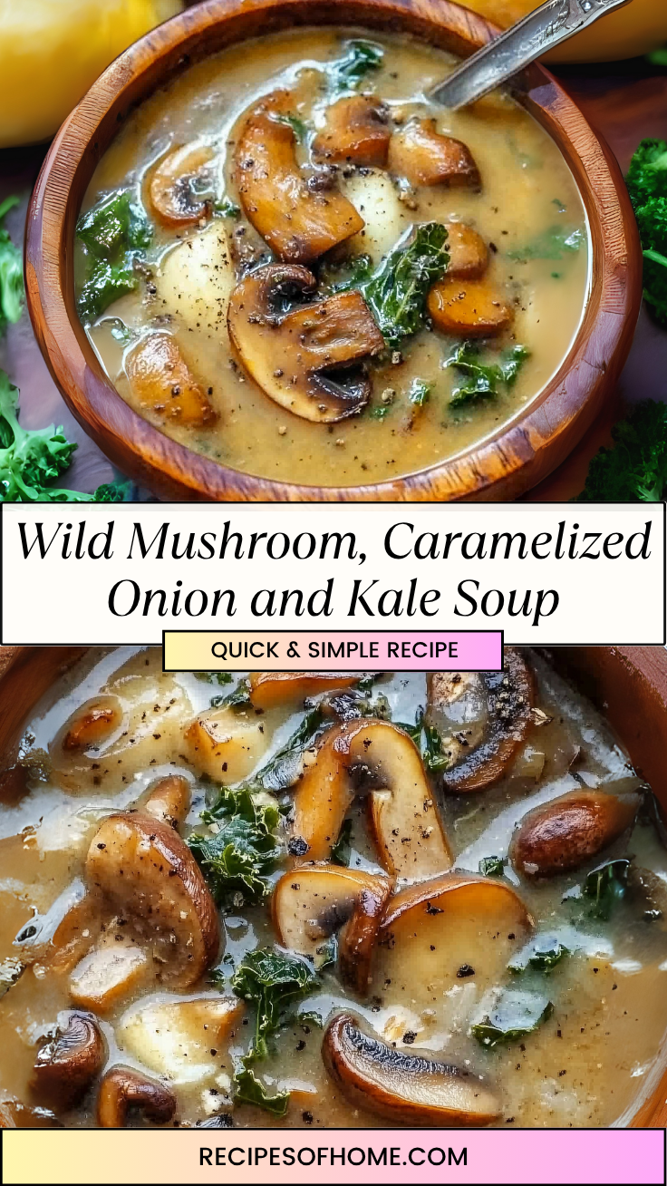Wild Mushroom Caramelized Onion and Kale Soup 3 Wild Mushroom Caramelized Onion and Kale Soup 3