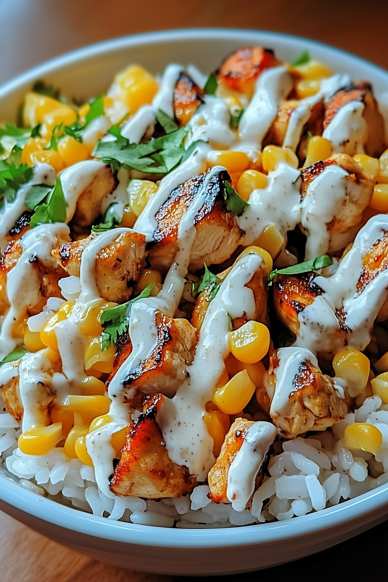 Flavor packed Street Corn Chicken Rice Bowl 1