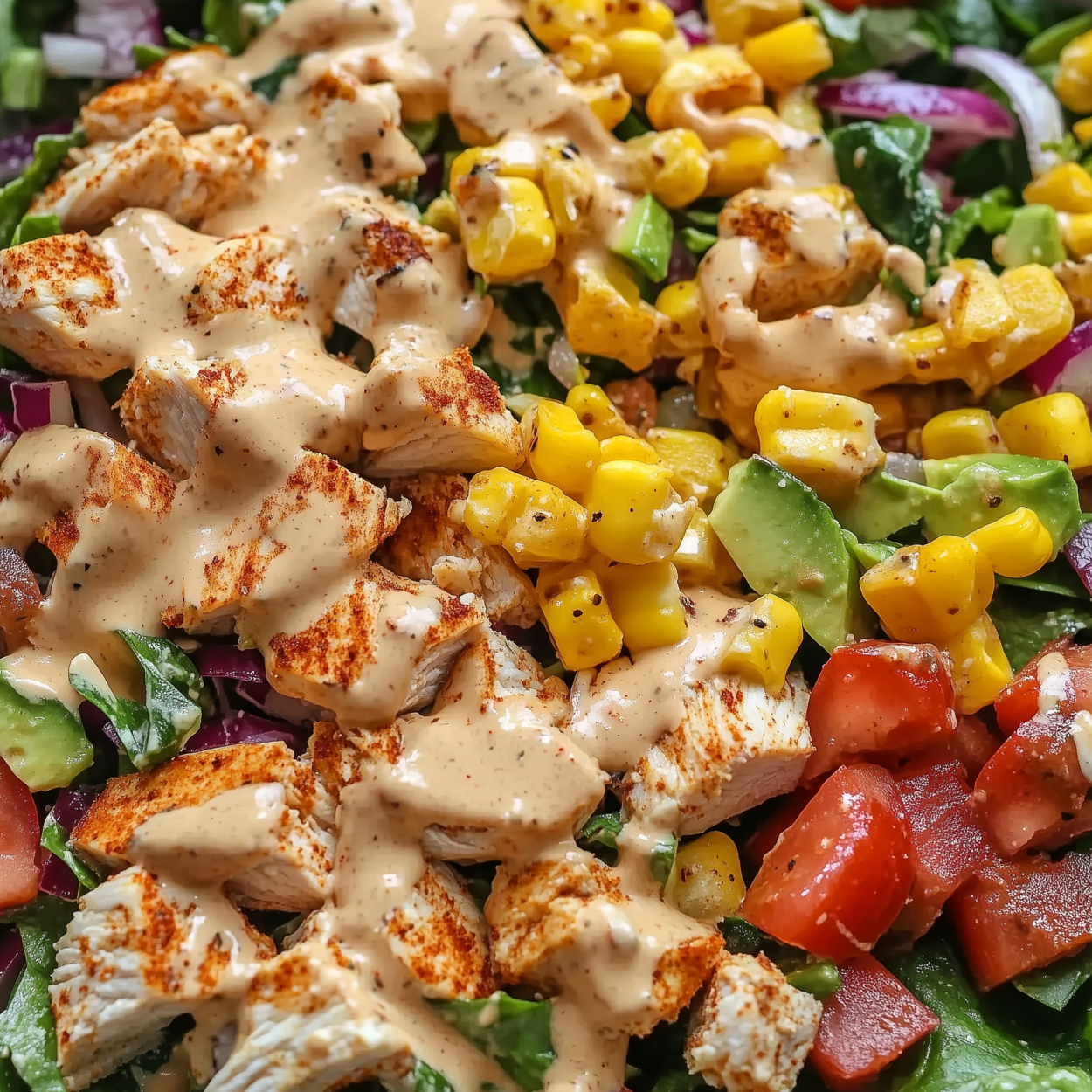 Southwest Chicken Chopped Salad with Creamy Chipotle Dressing