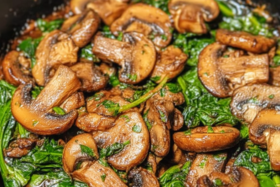 Easy Sauteed Mushrooms with Spinach 1