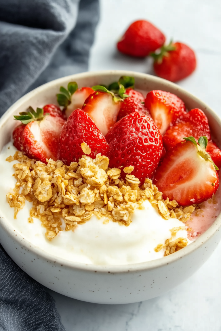 Healthy No Bake Strawberry Cheesecake Bowls 1