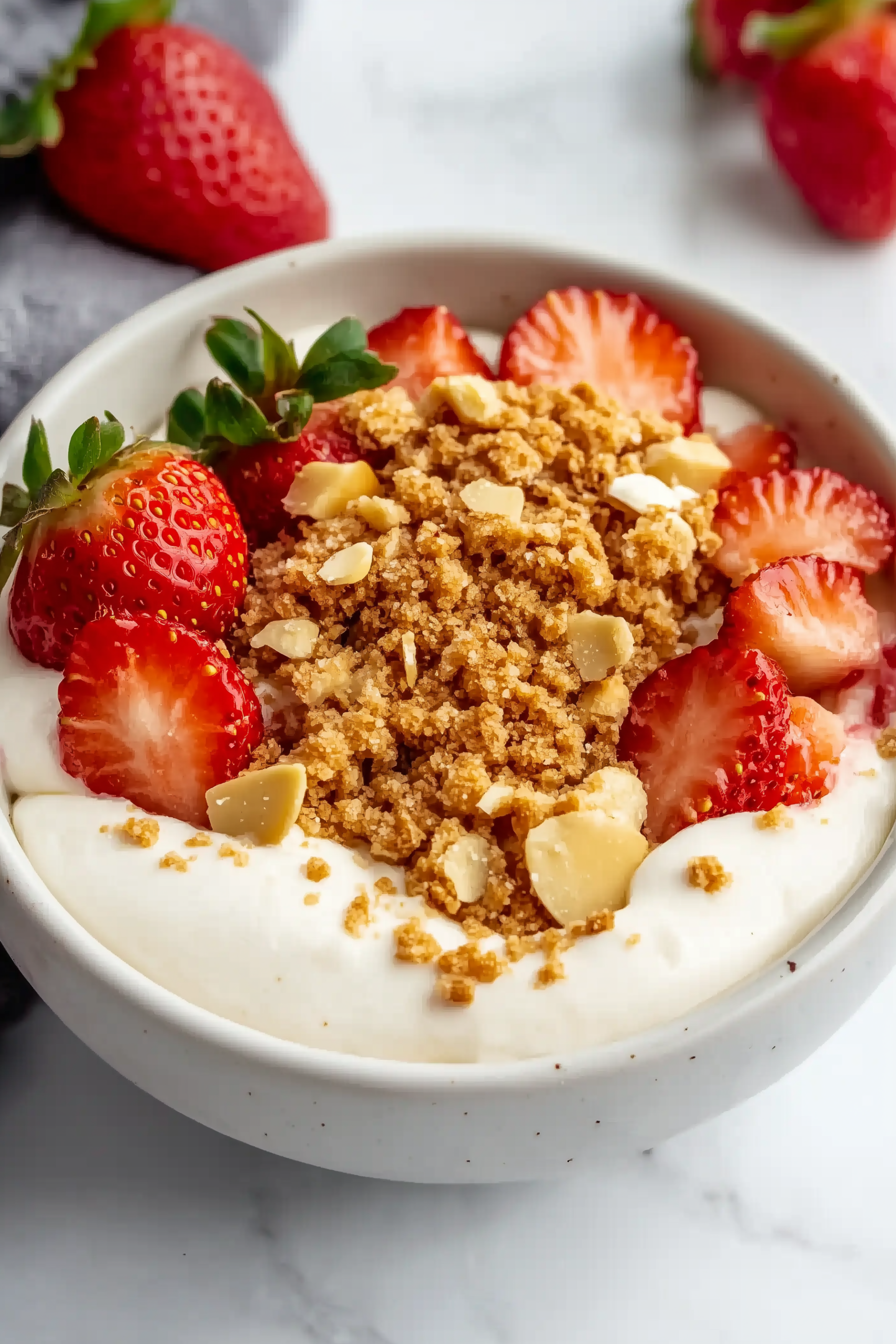 Healthy No Bake Strawberry Cheesecake Bowls 2 scaled