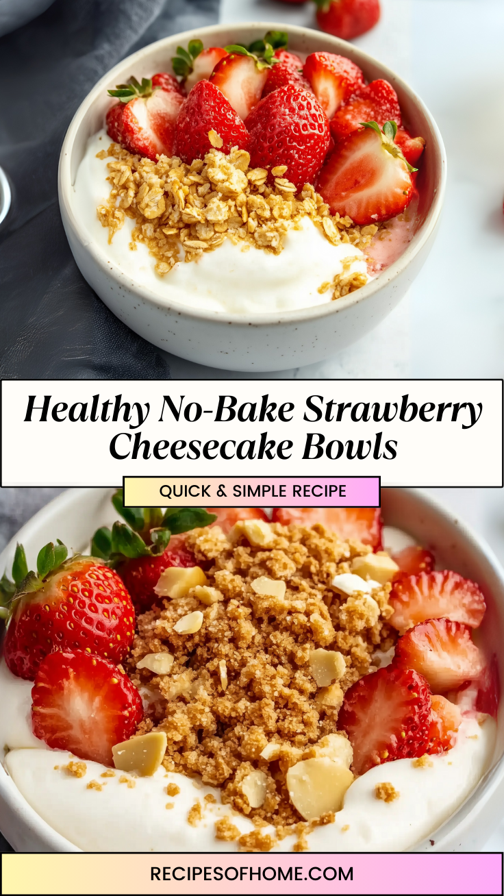 Healthy No Bake Strawberry Cheesecake Bowls 3