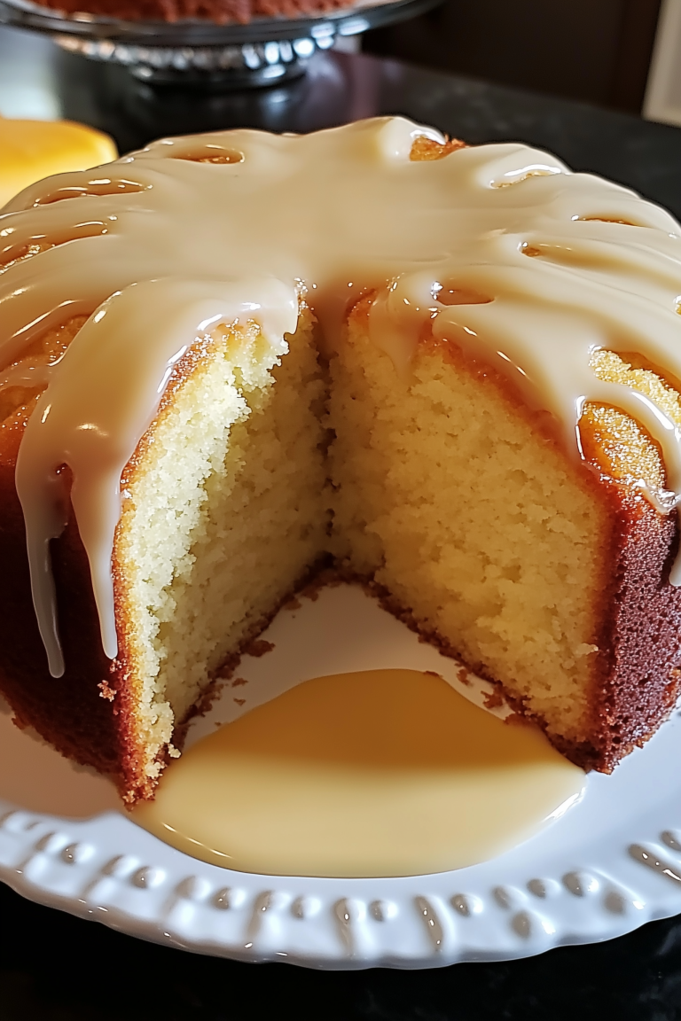 Vanilla Buttermilk Pound Cake with Cream Cheese Glaze 1