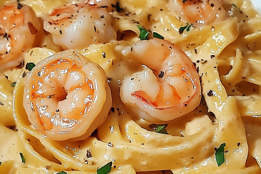 creamy shrimp fettuccine pasta with homemade alfredo sauce 1