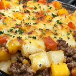Amish Hamburger with Fall Veggies Bake 1