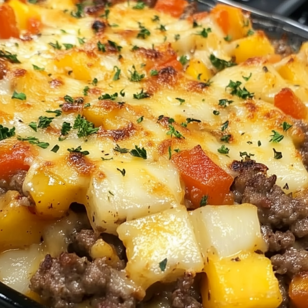 Amish Hamburger with Fall Veggies Bake 1