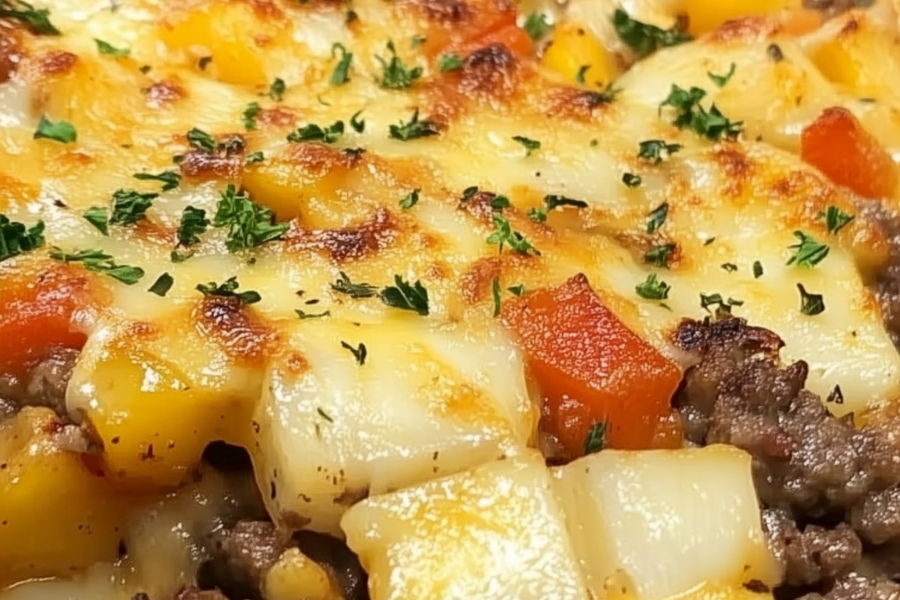 Amish Hamburger with Fall Veggies Bake 1