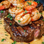 Steak with Creamy Cajun Shrimp Sauce 1