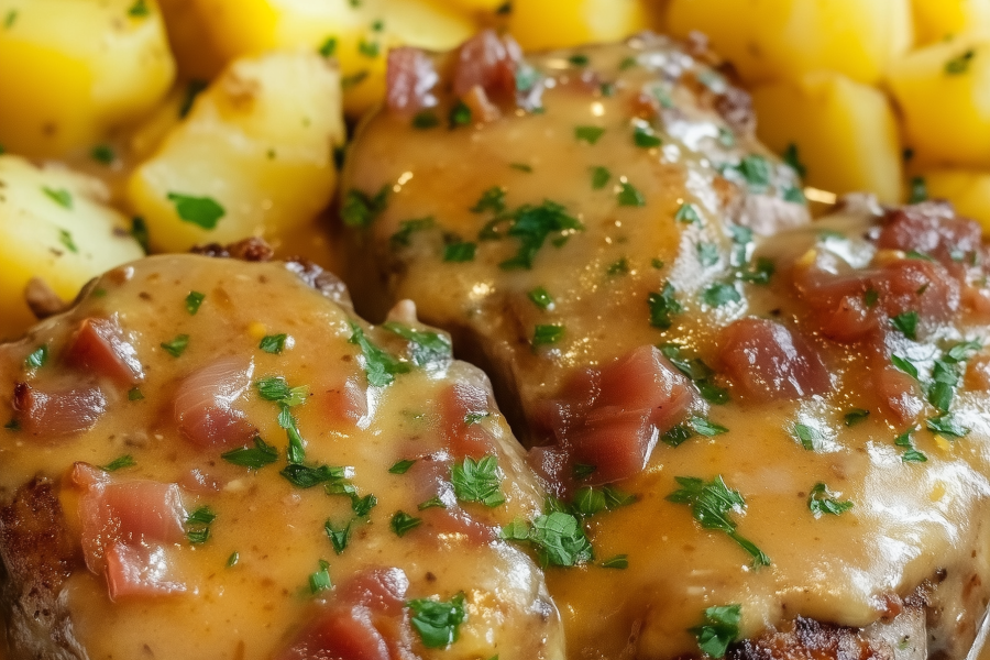 Smothered Pork Chops with Potatoes in Gravy 1