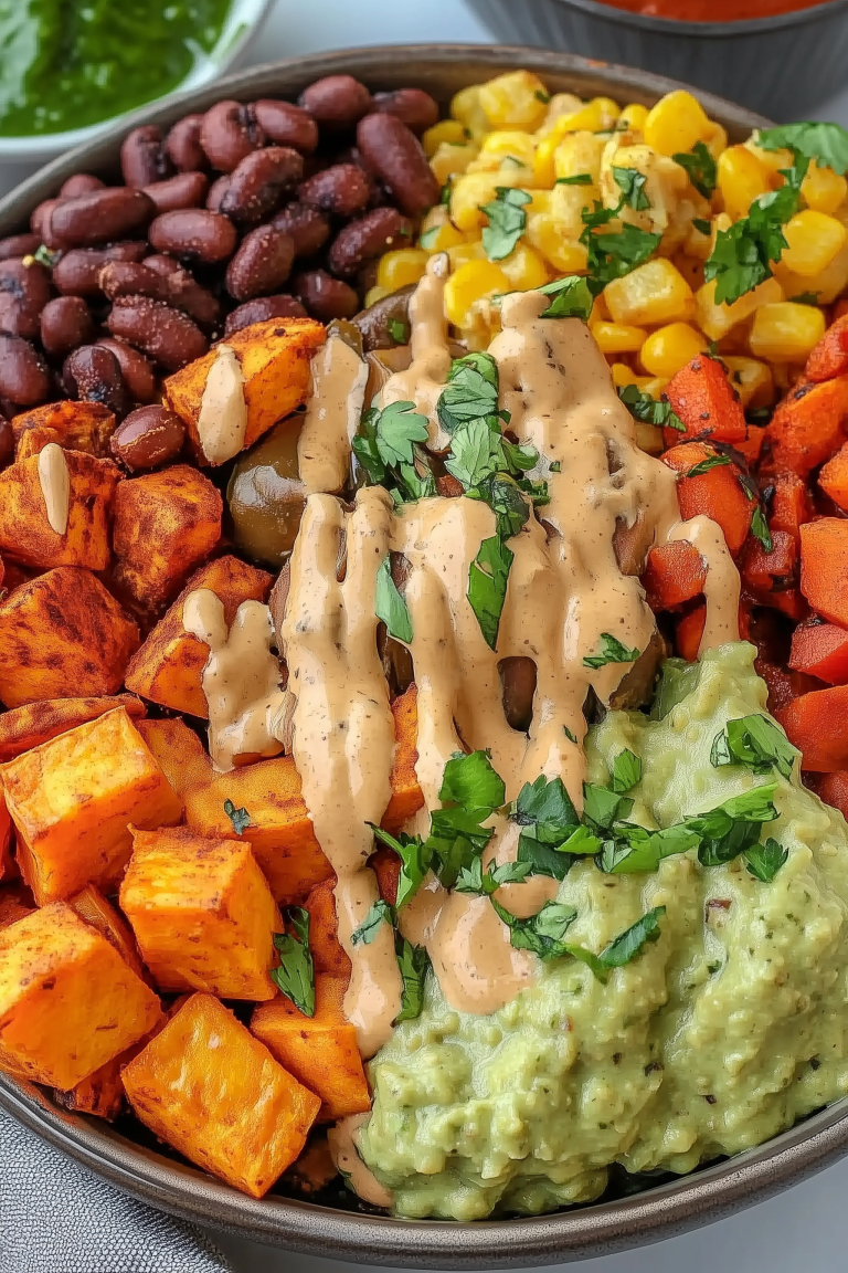 Vegan Burrito Bowls with Black Beans and Sweet Potatoes 1