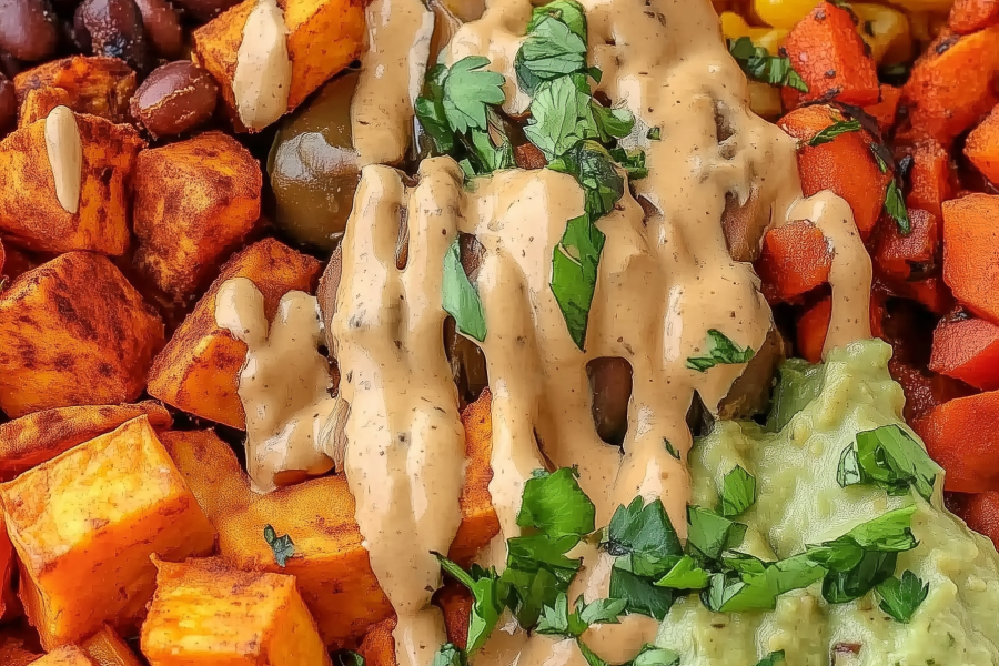 Vegan Burrito Bowls with Black Beans and Sweet Potatoes 1