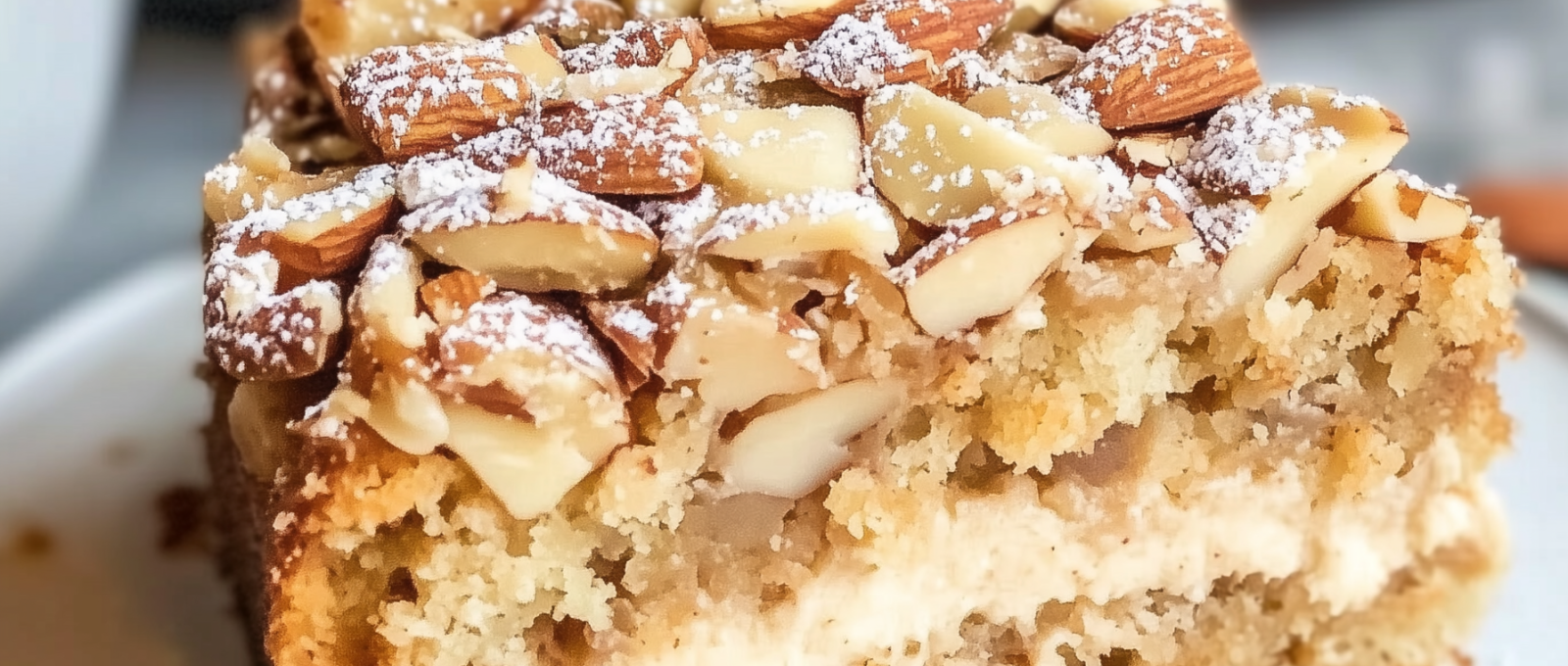 MOIST Vegan Almond Coffee Cake with Cream Cheese Filling 1 1