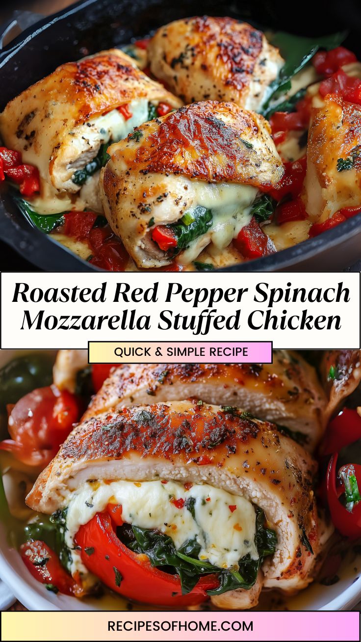 Roasted Red Pepper Spinach Mozzarella Stuffed Chicken 3 Roasted Red Pepper Spinach Mozzarella Stuffed Chicken 3