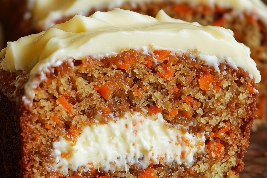 Cream Cheese Filled Carrot Cake Loaf 1