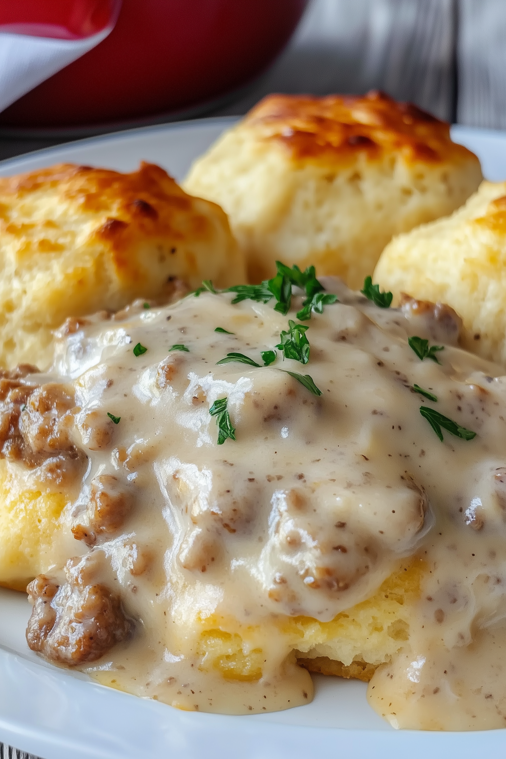 Buttermilk biscuits and sausage gravy 2 scaled