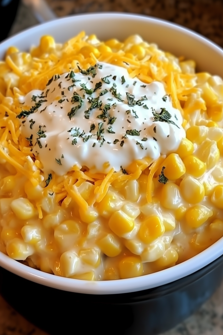 Slow Cooker Cheddar Corn 1
