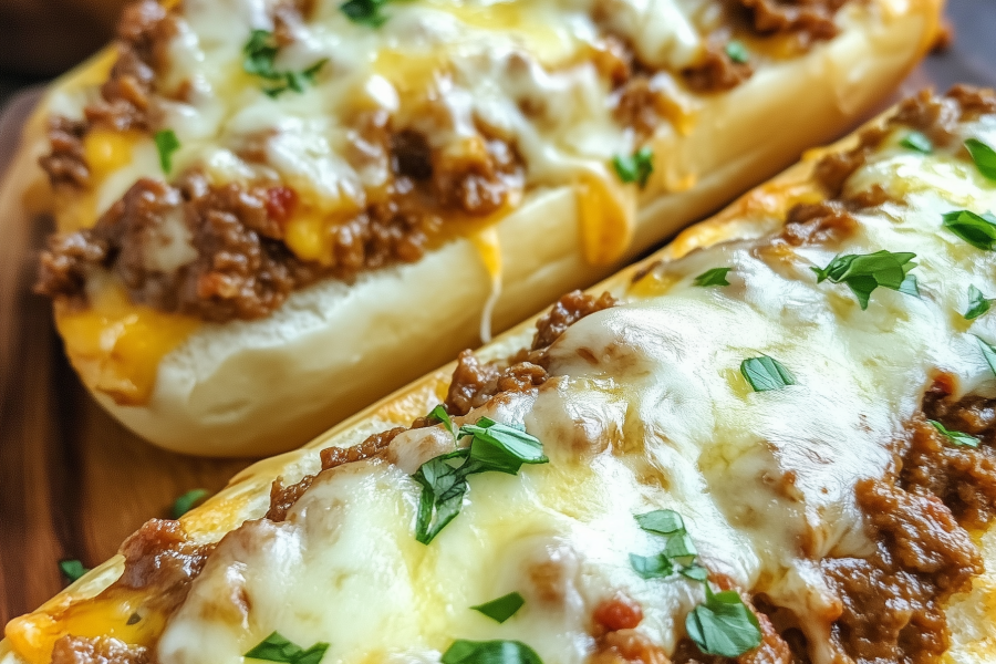 Cheesy Sloppy Joe Garlic Bread 1