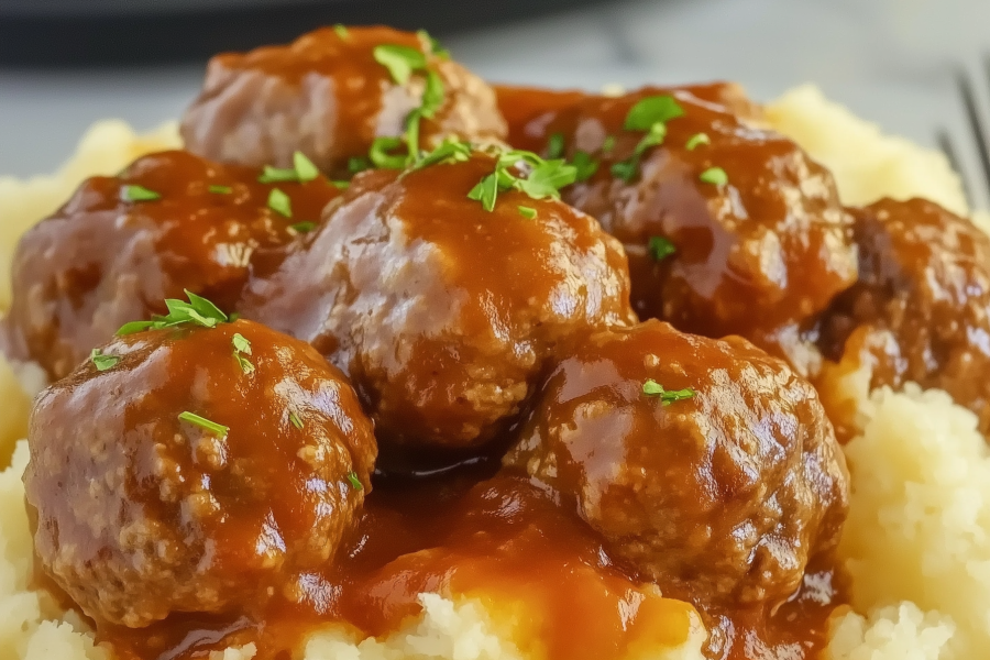 Slow Cooker Salisbury Steak Meatballs 1