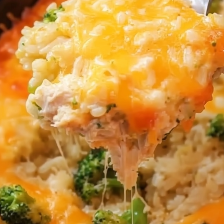 Creamy Chicken Broccoli Rice Cheese Casserole