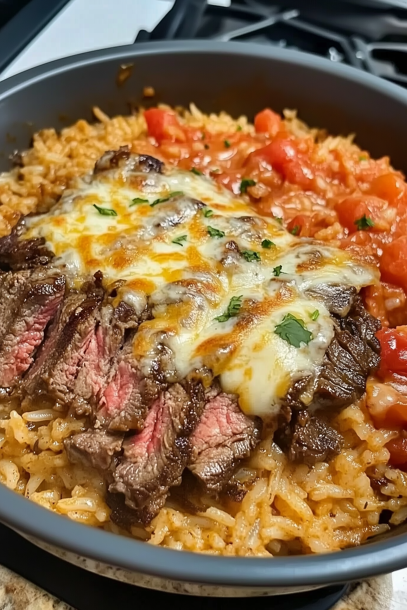 Homemade Steak & Queso Rice